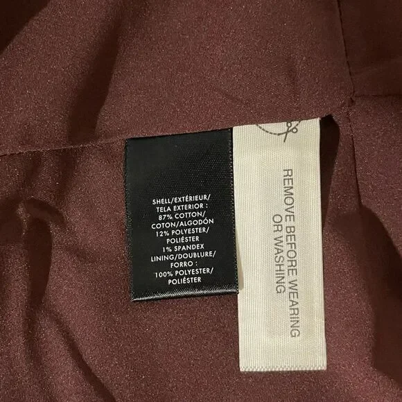 New Ann Taylor Ruffle Twill Moto Jacket Blazer Zipper Vino Wine - Picture 9 of 10